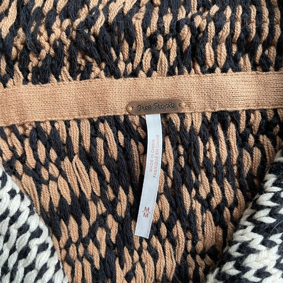 New! Free People Black and Tan Knit Cardigan - Picture 4 of 5